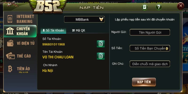 Nạp Tiền B52 Club Nạp Tiền B52 Club: Những Phương Thức Thanh Toán Phổ Biến